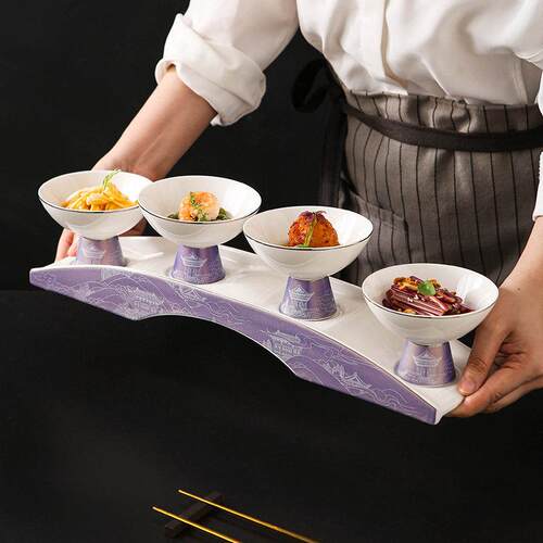 ｜宫阙紫｜《如意四格桥》中式私房菜高脚小碗配菜凉菜碟酒店餐具