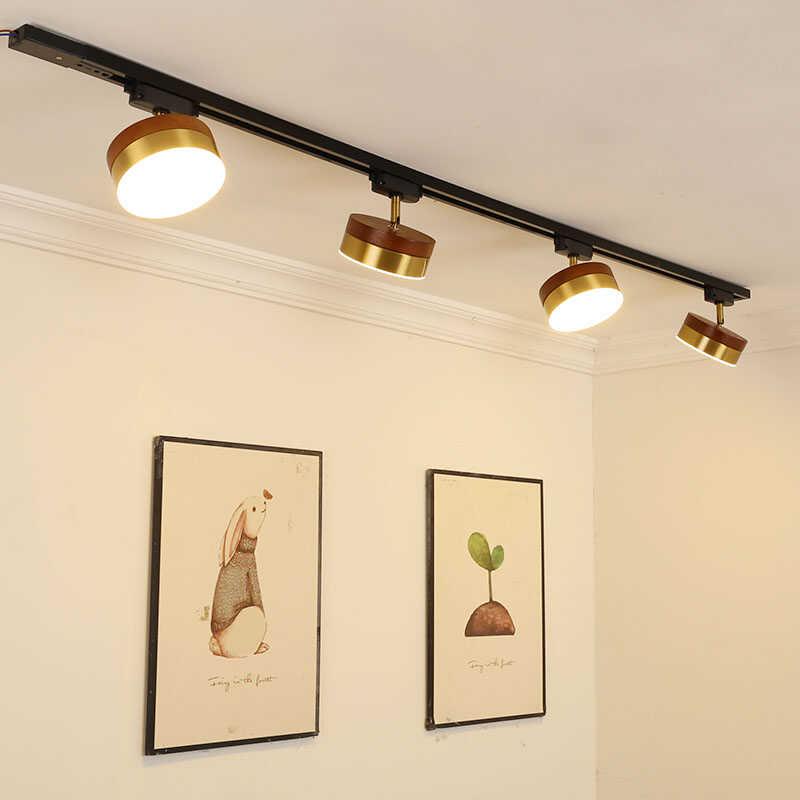 新款中古风轨道灯散光射灯商用补光胡桃木客厅餐厅灯服装店导轨灯