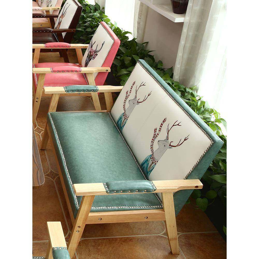 奶茶店甜品店桌椅组合简约休闲书吧办公休息区卡座双人咖啡厅沙发