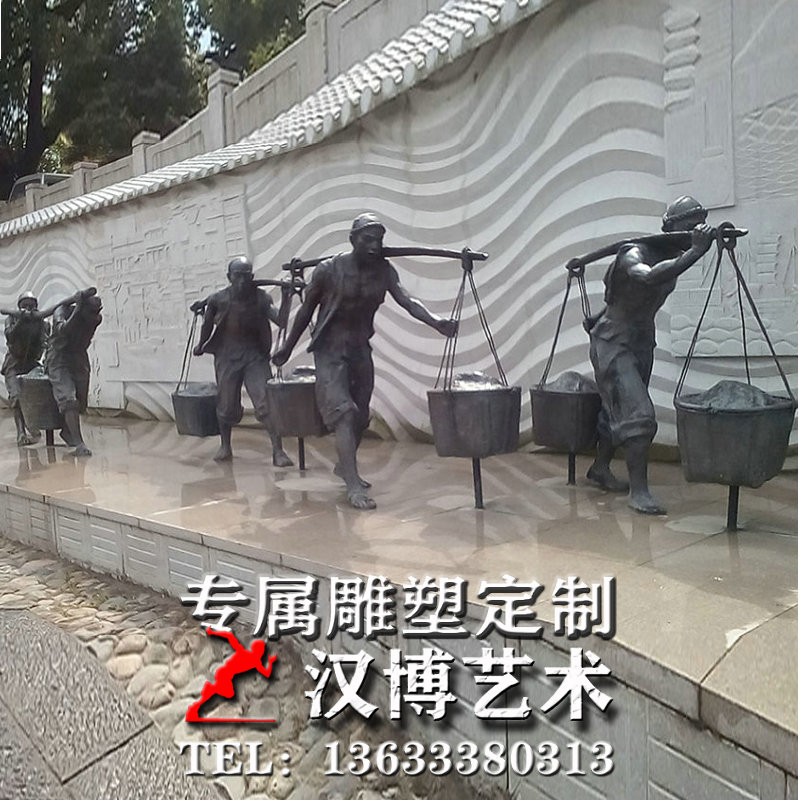 玻璃钢仿铜人物雕塑景观广场铸铜市井人物雕像铜雕码头主题定制做