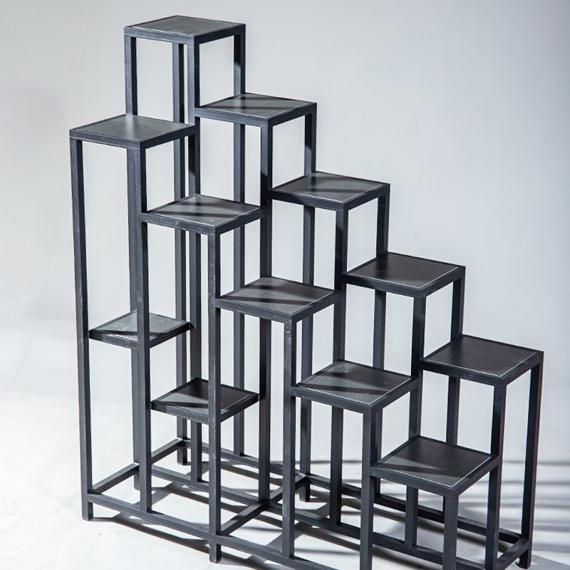 铝材花室内架子底座几中式架家用客D厅圆形摆放缸花盆景铝材石头