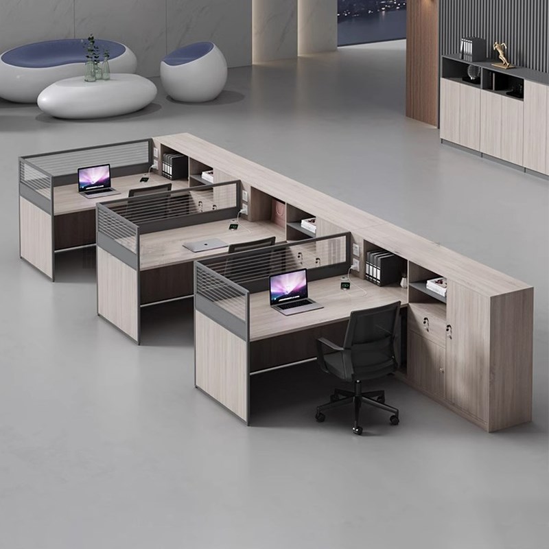 办公室职员桌财务办公桌简约x现代员工位46双人位屏风卡座桌椅组