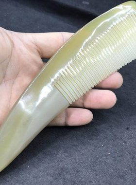 19-22厘米黄牛角自然尾梳加厚牛角密齿梳 尖柄下弯厚约7-10MM发梳