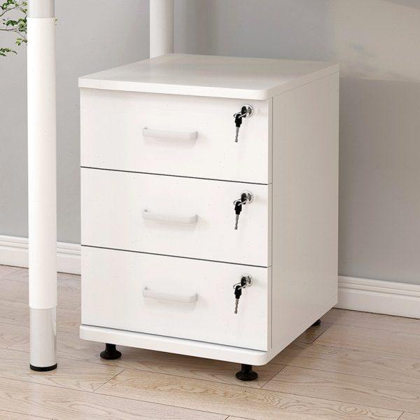 加厚滑道文件柜办公室小柜子木质带锁抽屉移动收纳桌下矮柜储物柜