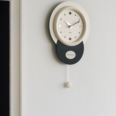 EMITDOOG免打孔钟表挂钟客厅家用现代简约时尚大气餐厅摇摆时钟