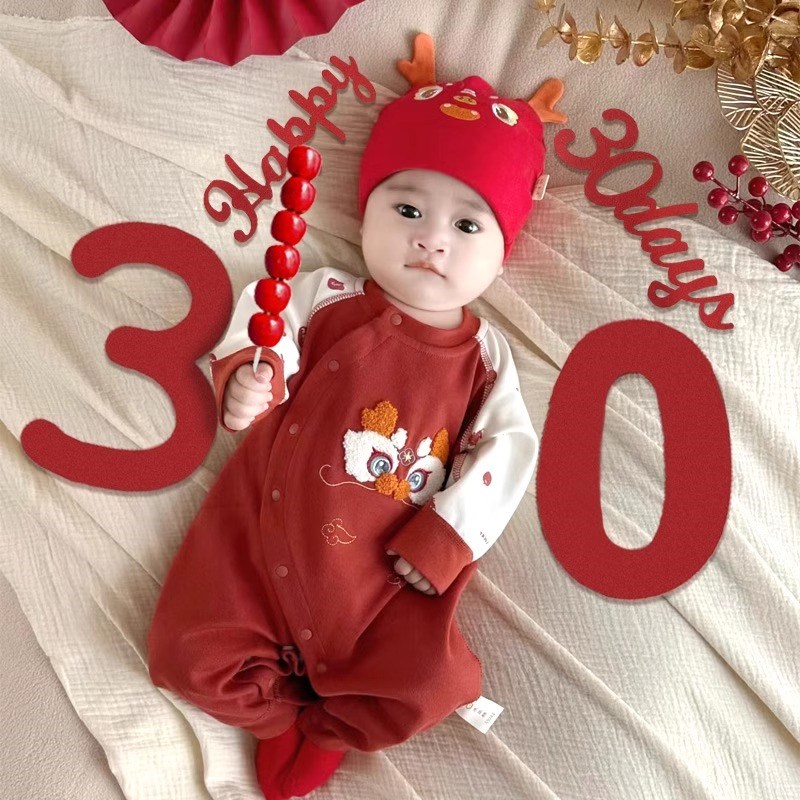 百天拍照道具满月布置仪式感用品30气球背景墙女孩W婴儿龙宝宝男