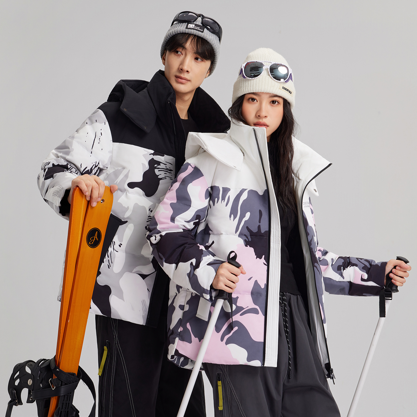 【烈儿宝贝直播间】情侣迷彩时尚羽绒服鸭绒服防风外套H56708