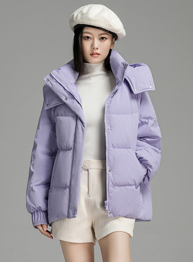 heure 22短款羽绒服女冬季时尚石墨烯90鸭绒连帽蓄热保暖外套6215