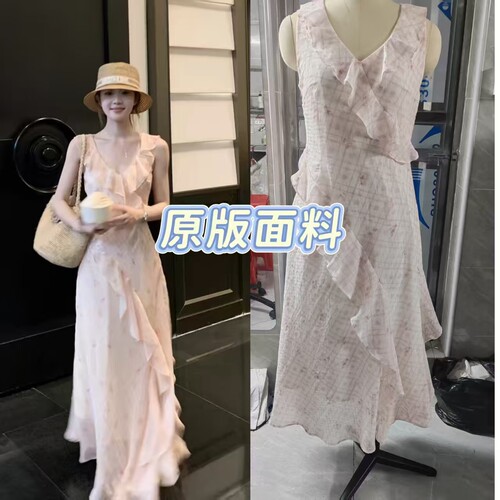 周壹 EEONE4.16/10:00am 又遇落樱时  夏季格纹樱花碎花连衣裙