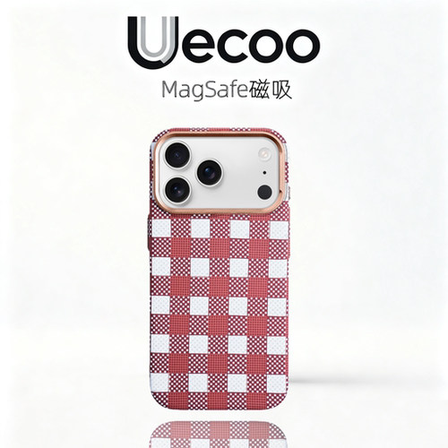 【Uecoo原创家】高颜值编织感格子纹适用于iPhone17promax手机壳15苹果16pro保护套超薄磨砂磁吸全包凯夫拉纹