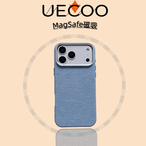 【Uecoo原创家】毛麻牛仔纹适用于iphone17promax手机壳新款苹果保护套全包超薄磁吸16pro高级感简约皮质防摔