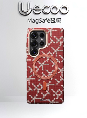 【Uecoo原创家】高级感红色字母适用于三星s26ultra碳纤纹纹理手机壳超薄磁吸s25Ultra轻薄全包防摔保护套