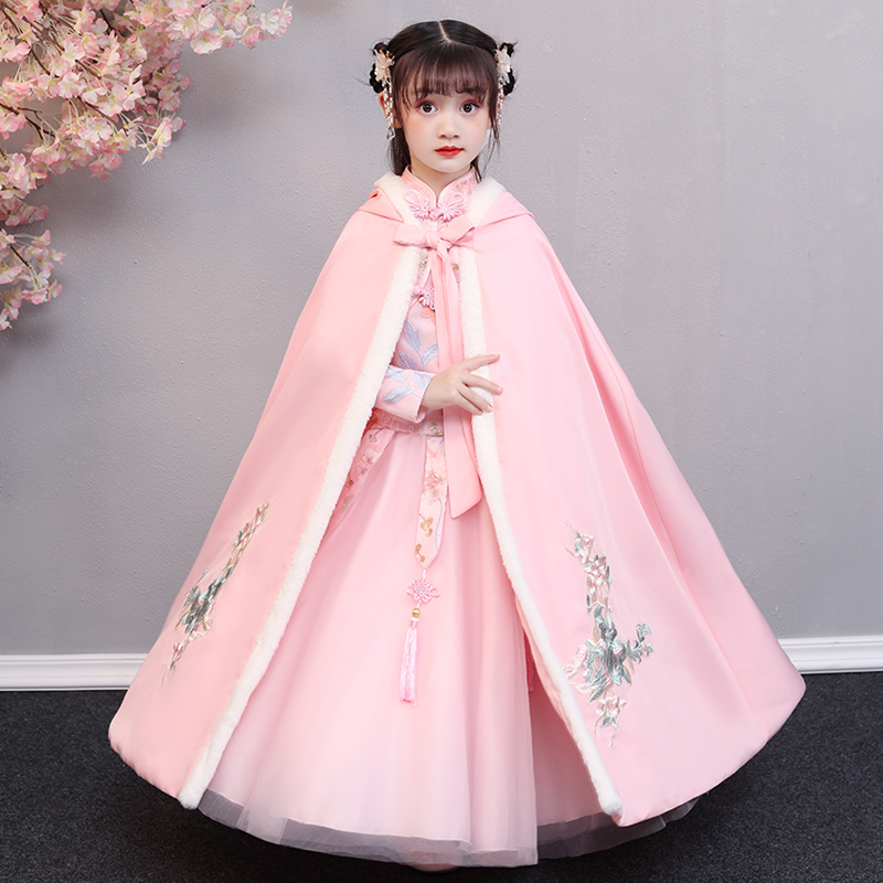 儿童汉服斗篷挡风秋冬外出宝宝外套披肩加厚女童公主古风披风春秋