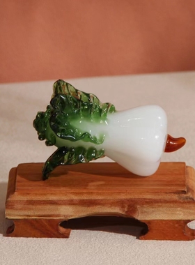 淄博博山琉璃小摆件工艺品白菜玻璃水晶车载装饰品桌面家居盆栽