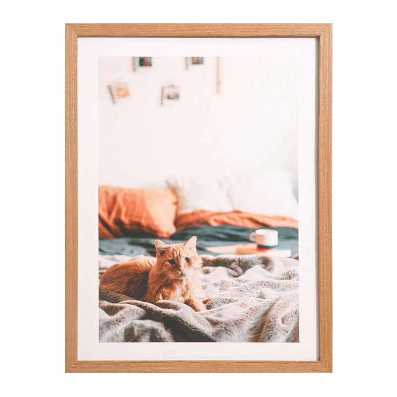 木纹色相框挂墙实木画框装裱装饰画挂画客厅卧室