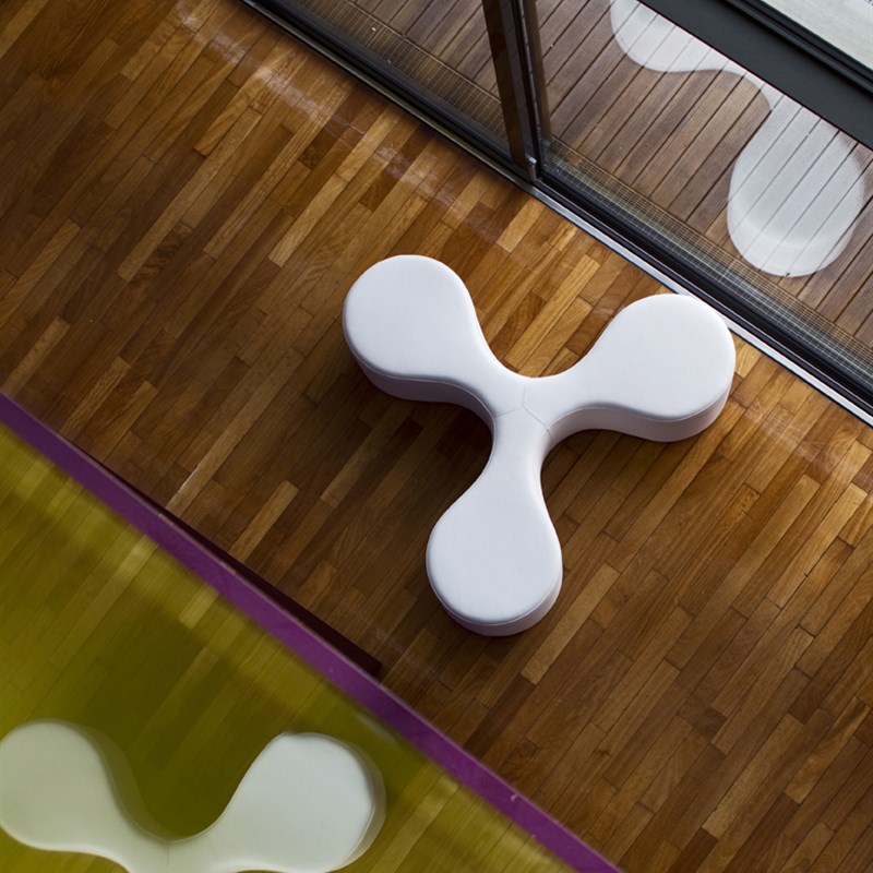 现代公共区异形分子墩创意员工休息室布艺沙发个性商场等候凳