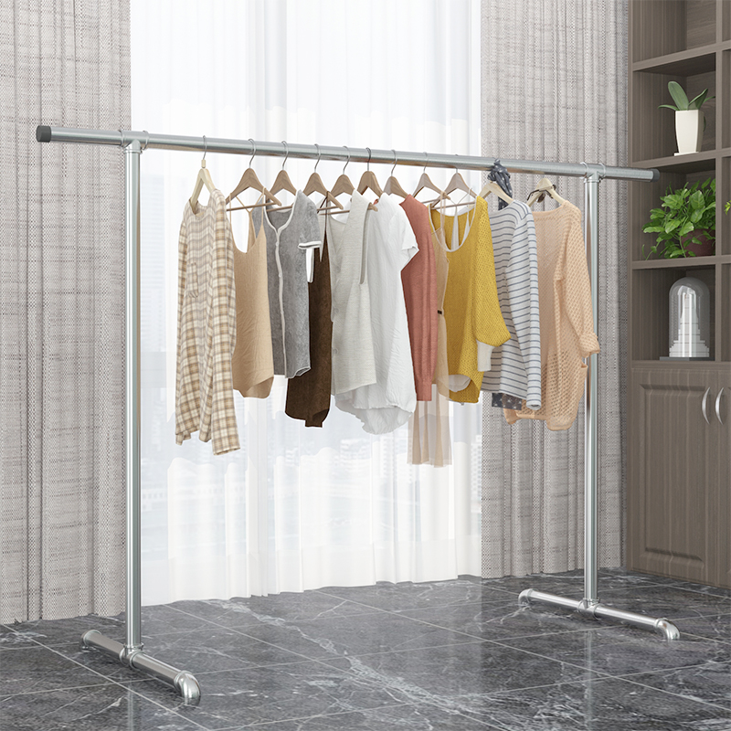 钢管晾衣架落地家用阳台卧室挂衣架不锈钢镀锌凉挂晒被凉衣杆