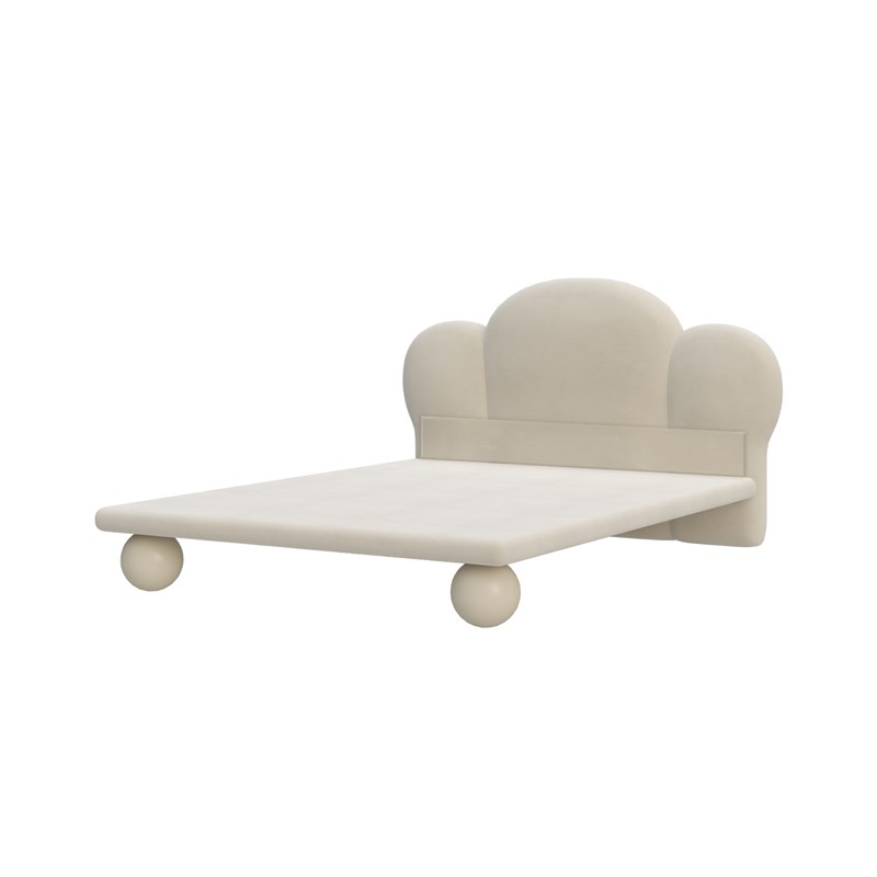 舒梵/泡泡床/实木布艺儿童床/法式现代奶油风粉色次卧小户型家具