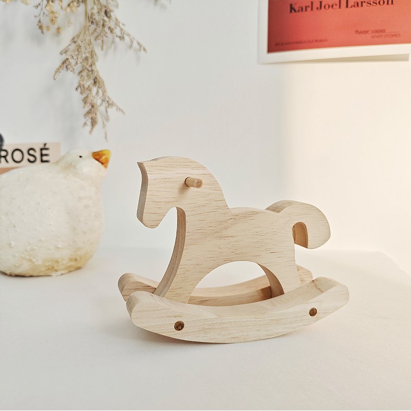 实木小木马桌面摆件创意儿童可爱装饰品摇摇马送礼日常动物