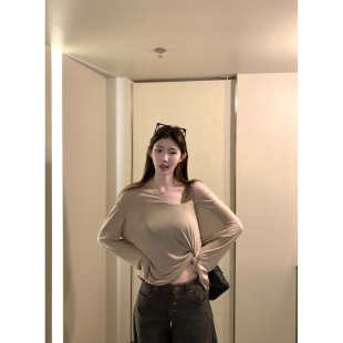 jijilulu积极璐 轻氧少女 宽松长袖T恤女亲肤透气纯色蕾丝吊带