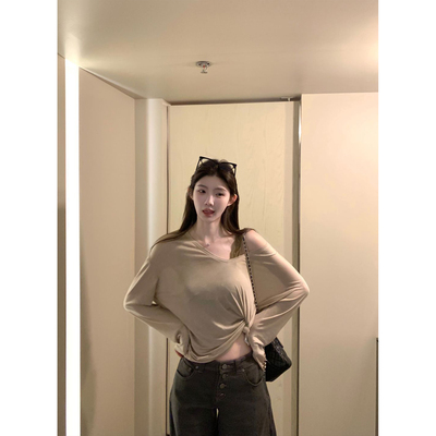 jijilulu积极璐 轻氧少女 宽松长袖T恤女亲肤透气纯色蕾丝吊带