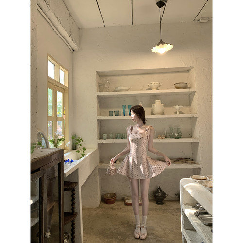 jijilulu积极璐 3.27/20点 波点连衣裙女夏 甜美收腰a字蓬蓬裙