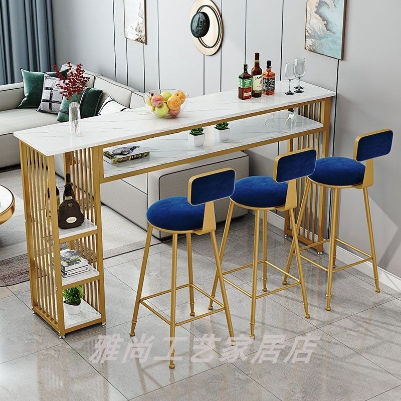 吧台桌家用客厅隔断小吧台靠墙长条桌G双层吧台桌椅高脚桌子窄桌