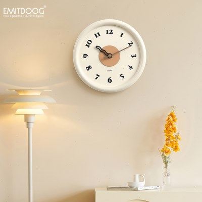 EMITDOOG免打孔钟表挂钟客厅现代家用简约大气餐厅轻奢时钟墙挂表