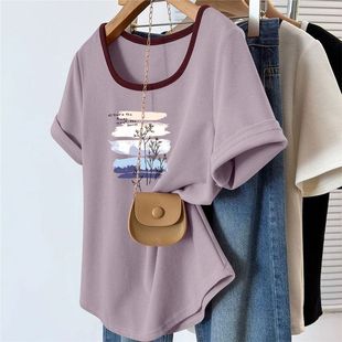 设计感简约韩版 精品纯棉短袖 潮流大码 T恤女夏季 宽松上衣女ins 女装
