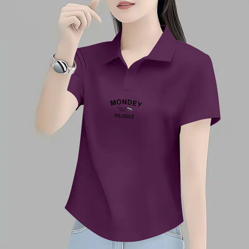 精梳纯棉女士短袖t恤女夏装新款显瘦polo衫时尚设计感体恤上衣ins