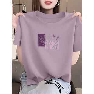 上衣女ins潮 100%纯棉短袖 t恤新款 夏季 休闲宽松洋气遮肚子潮流时尚