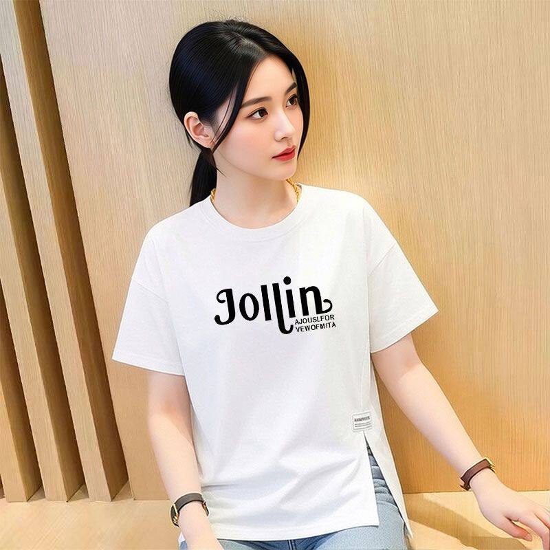 夏季纯棉中长宽松遮肉短袖T恤女