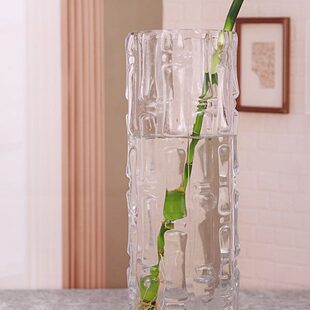 插花玻璃柳银50高cm大号米加厚厘圆柱特大号透明直筒40富贵竹花瓶