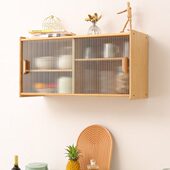 玻璃吊柜墙壁柜收纳墙上厨房挂柜储物柜客厅壁挂置物柜实木餐边柜