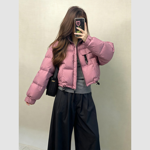 粉色超好看棉服女款小个子巨好看的冬装外套高端洋气小棉袄面包服