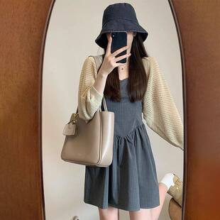 2026早春新款小个子法式吊带连衣裙子秋冬女装高级感穿搭套装短裙