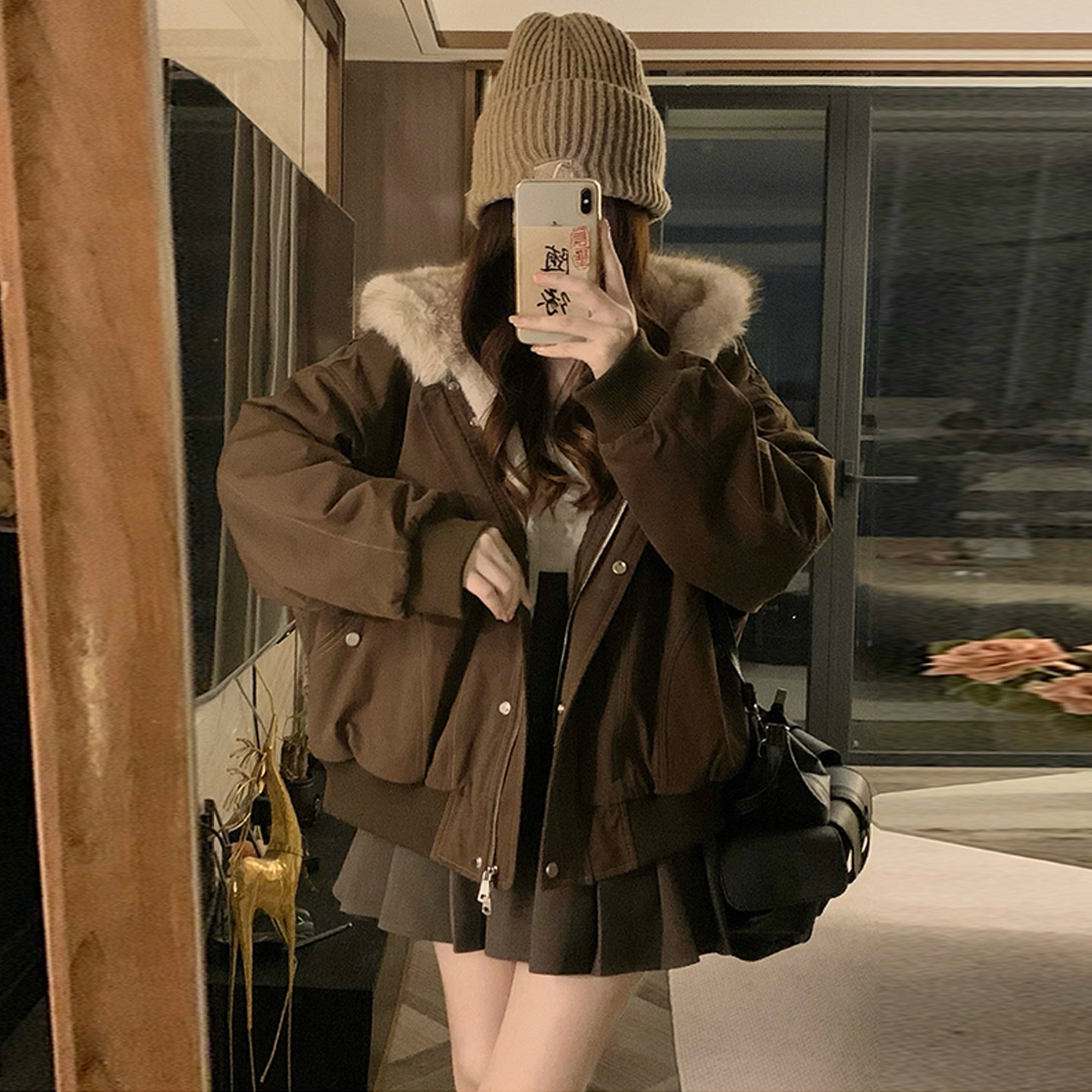 美拉德风卡其色外套女202