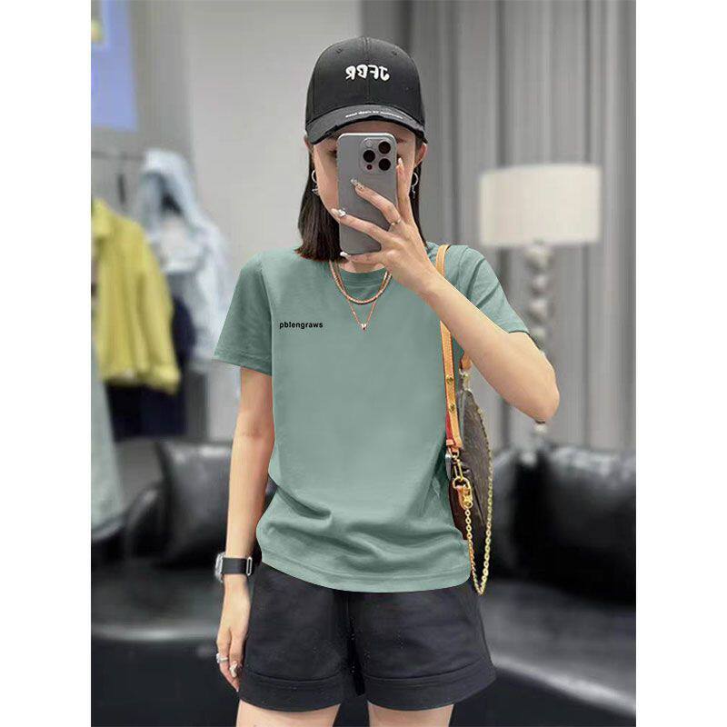 100%纯棉女士短袖t恤夏装新款宽松休闲圆领遮肚子半袖上衣女ins潮