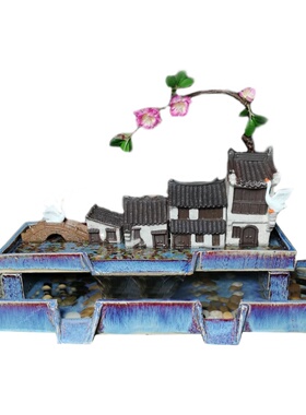 创意流水鱼缸流水器循环养鱼抽水石槽假山流水喷泉大型造