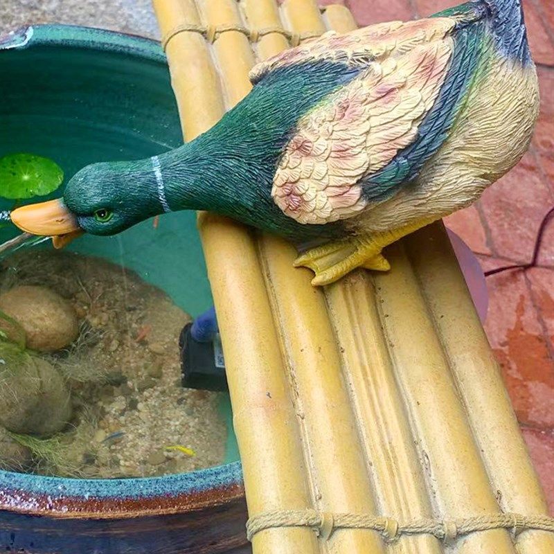 鸭子吐水庭院阳台假山池塘水池鱼缸造景装饰品仿真动物树脂,家居饰品,流水摆件,淘宝优惠券,粉丝福利购,淘宝优惠卷