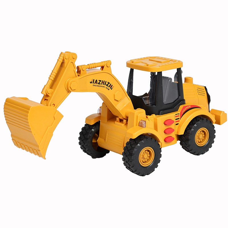 儿童车男孩子仿真工程车挖掘机推土吊机惯性音乐故事警报声