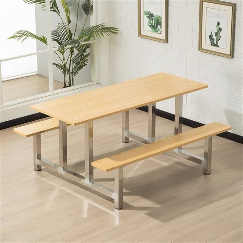 学校食堂餐桌椅不锈钢餐桌4人6人8人学生员工地工厂快餐桌椅组合