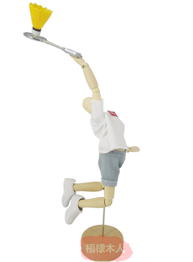 梧棣木人创意羽毛球题装饰精致羽毛球礼品木偶人关节动