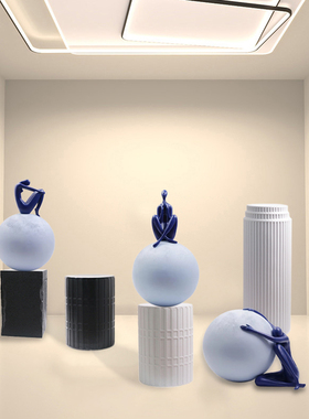 现代创意人物抽象雕塑落地摆件大件酒店别墅艺术装饰客厅摆台