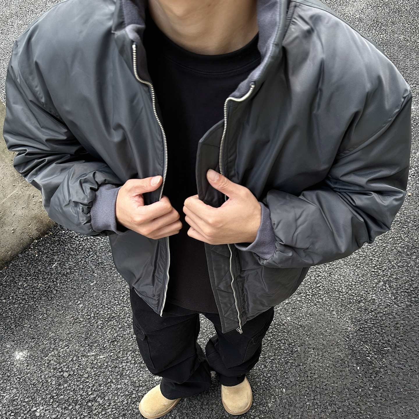 Nosiop棉服美式复古飞行夹克棉服男冬季夹棉棉衣工装美式棒球服