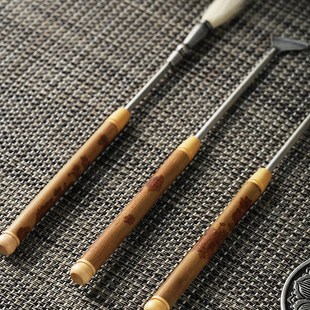 红湘妃竹黄铜古铜篆香五件七件入门香道工具打篆空熏用香篆