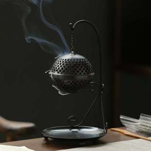 铁架吊球香炉 创意盘香 檀香炉家用室内供佛茶道香薰炉摆件手工