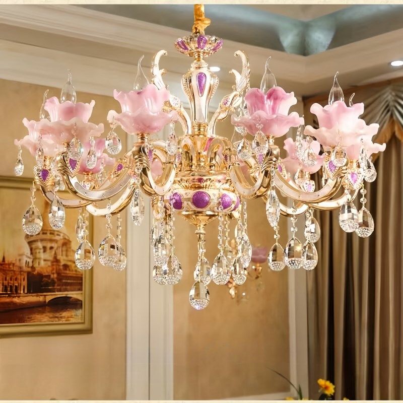 欧式水晶客厅吊灯卧室搭配LD灯创意紫色奢华大气锌合金灯具,家装灯饰光源,客厅吊灯,淘宝优惠券,粉丝福利购,淘宝优惠卷