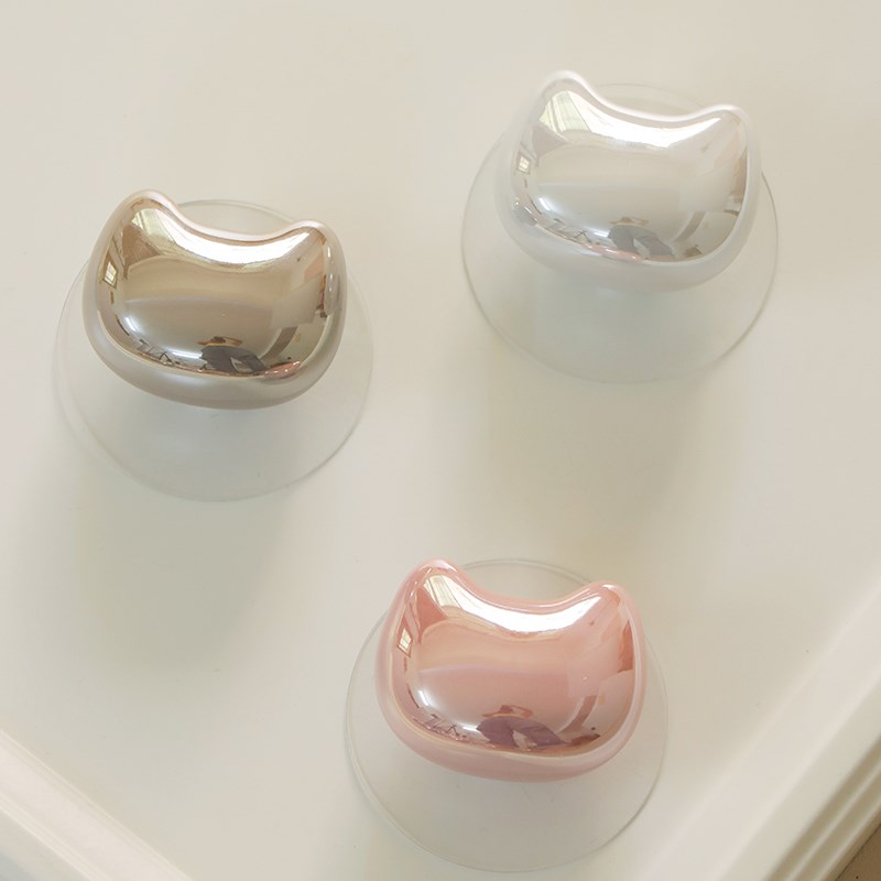 卡通元宝猫衣柜免打孔拉手简约法式奶油风柜子高端抽屉免钉门把手