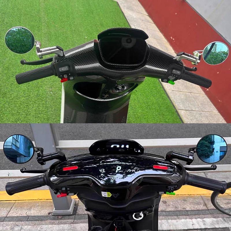 适用极核AE2 EZ3i AE4 AE4i AE6 AE8电动车改装件复古圆形后视镜
